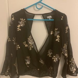 Tobi Sheer Sequin Top